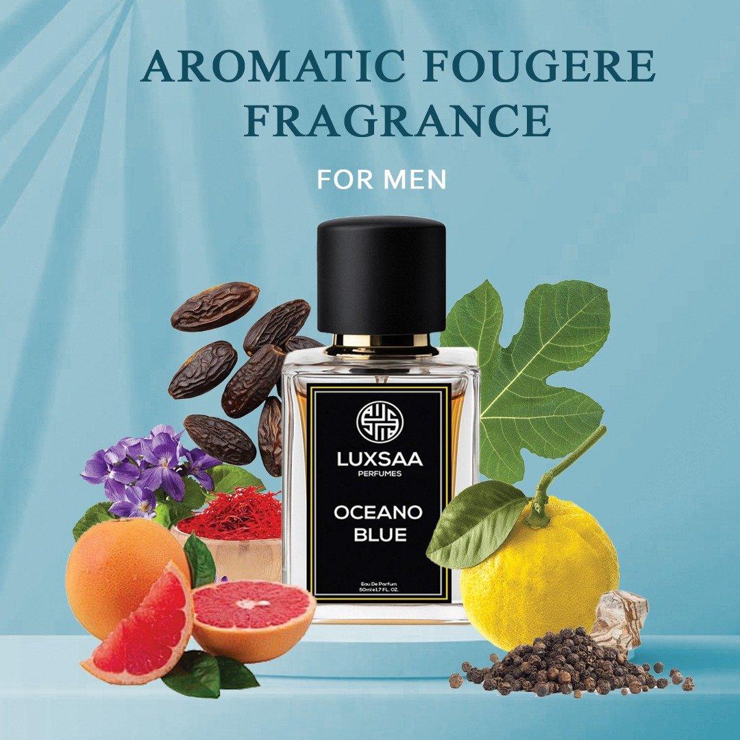 Luxsaa Oceano Blue Perfume for Men 50ml | Long Lasting Aromatic Fougere fragrance